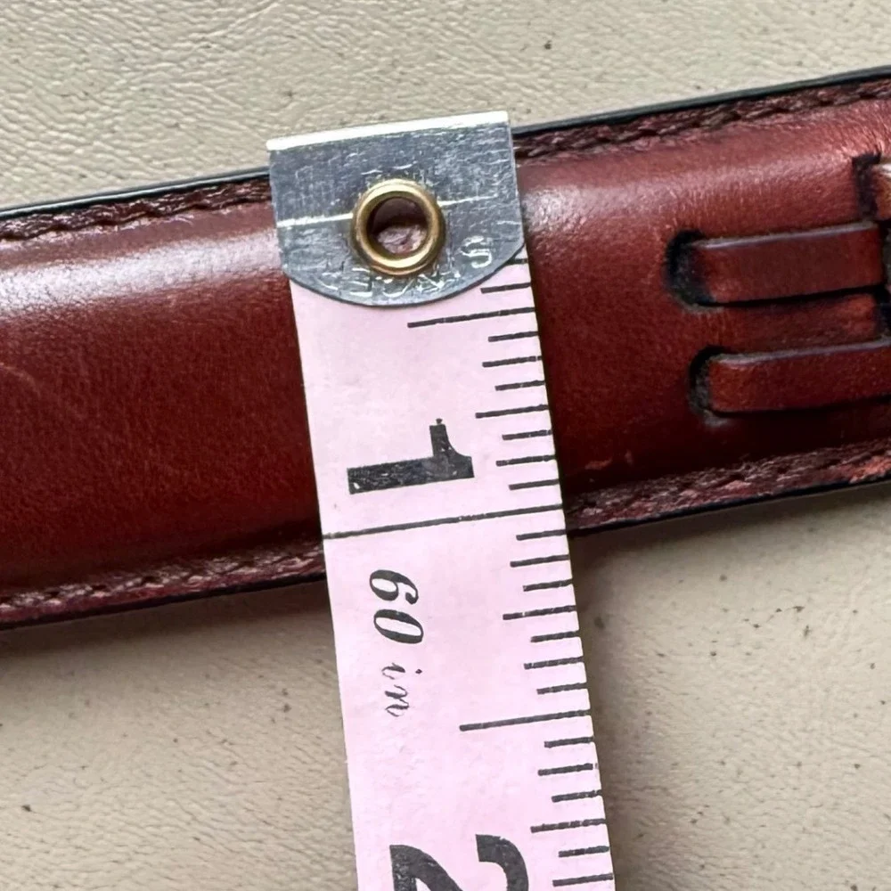 Leather Belt Mens 32 Brown Oil Tan Cowhide Braided Western Classic minimalist